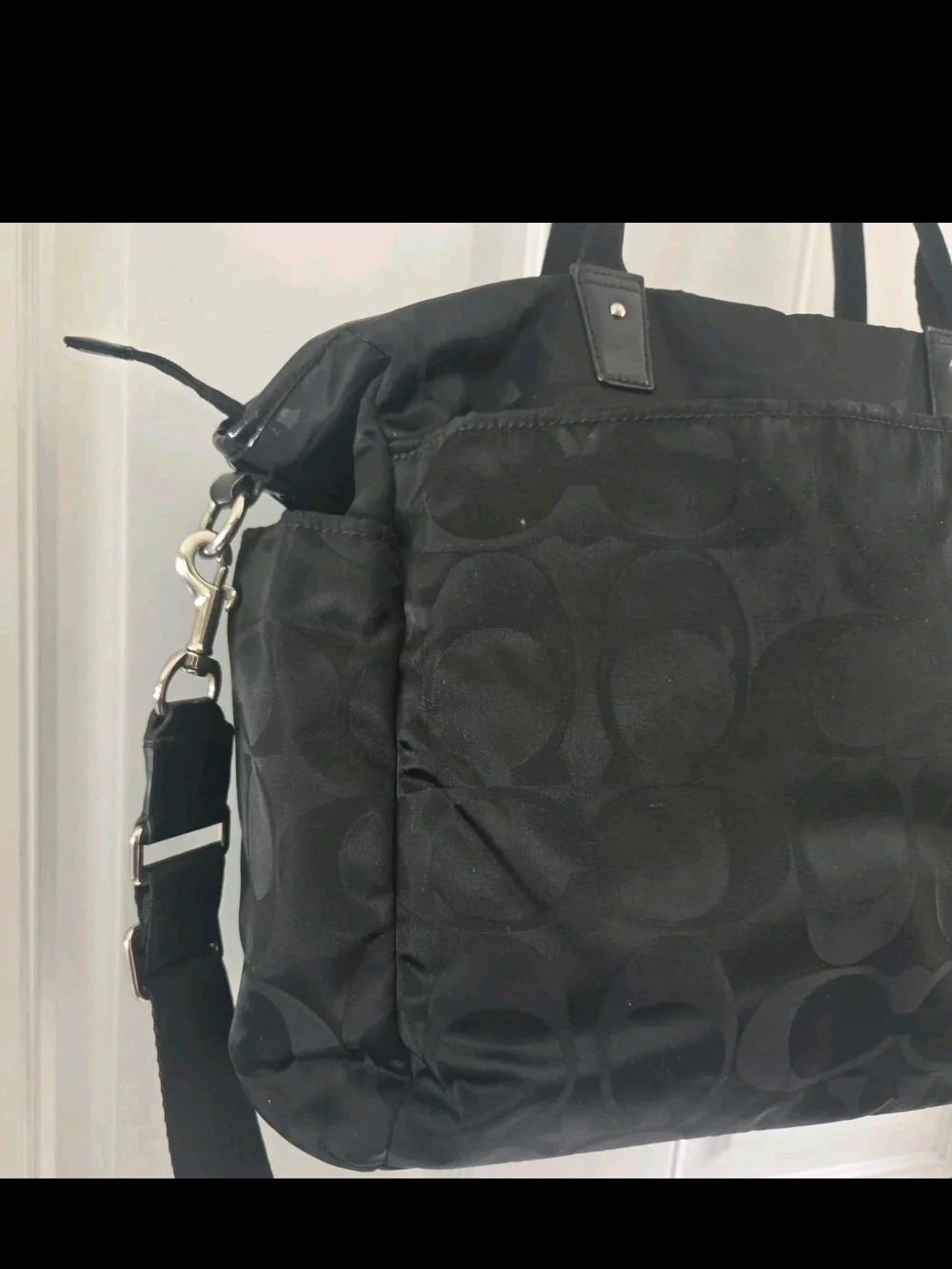 Coach Signature Black Nylon Baby Diaper Shoulder Bag With Changing Pad F77577